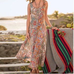 Sundance 100% Silk Rainbow Paisley Boho Maxi Dress